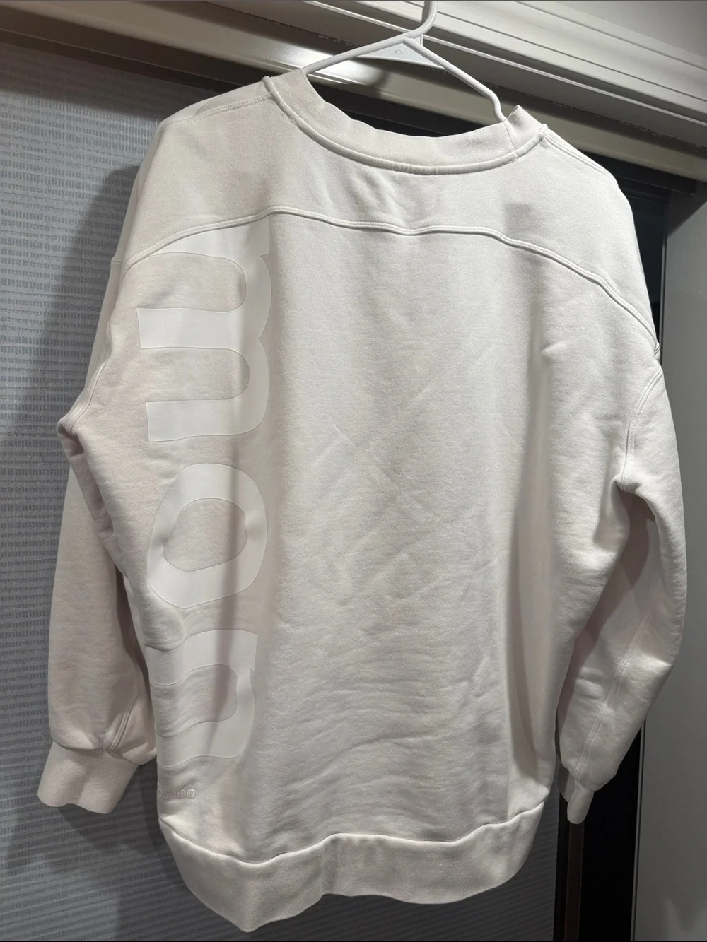 lululemon athletica White Crewneck Sweatshirt with Vertical Logo